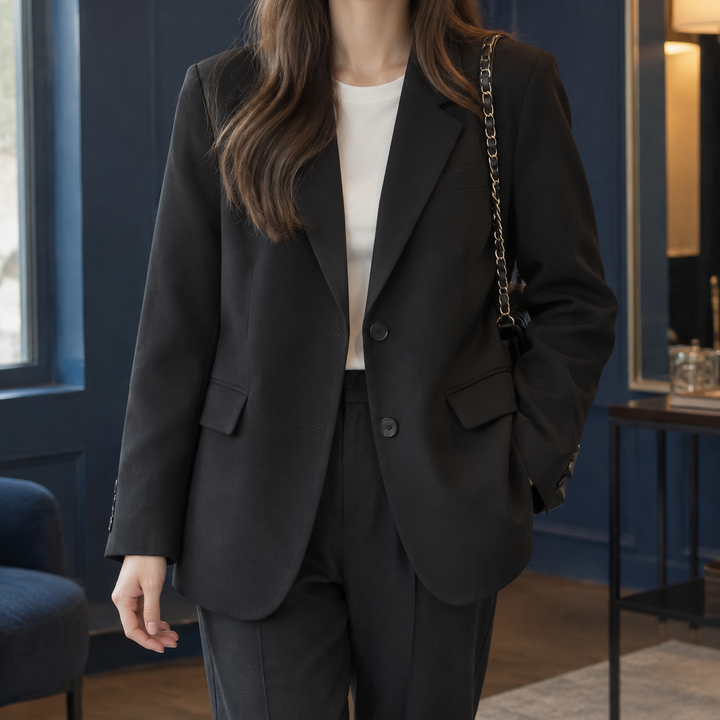 Women's Relaxed Two-Button Blazer with Flap Pockets – Lostwithiel