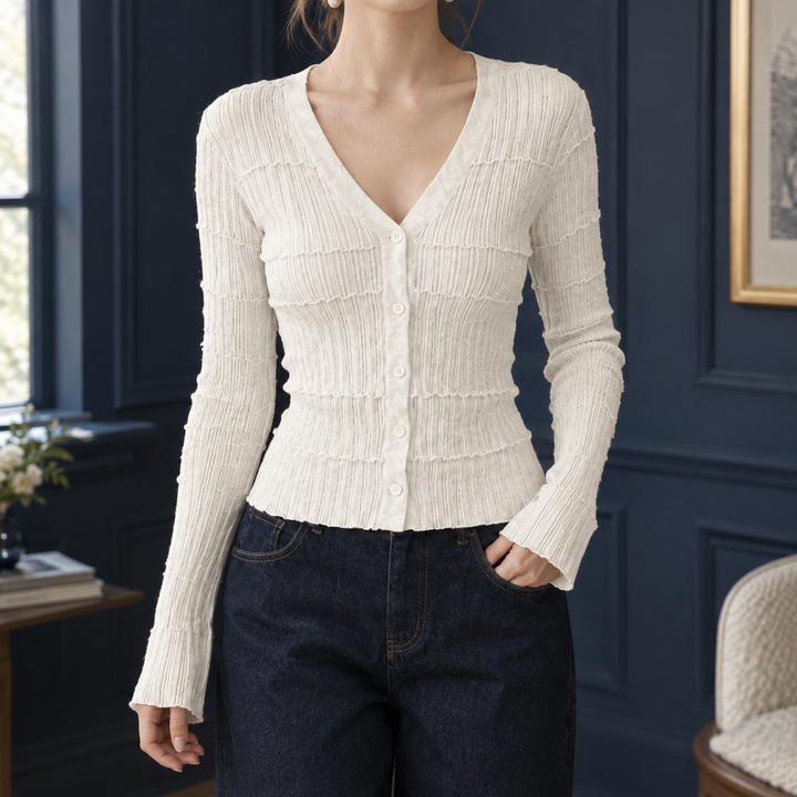 Elodie-Sage V-Neck Cardigan