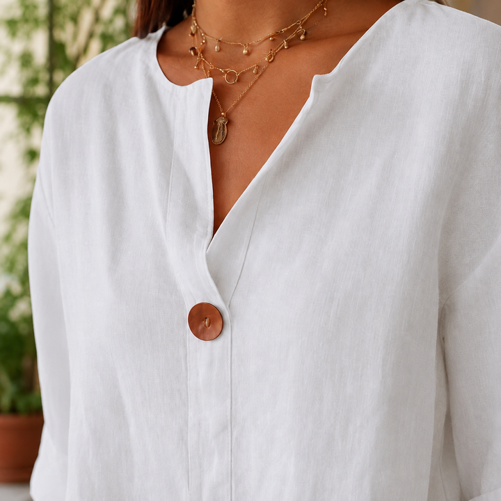 Women's Relaxed V-Neck Three-Quarter Sleeve Shirt – Valencia