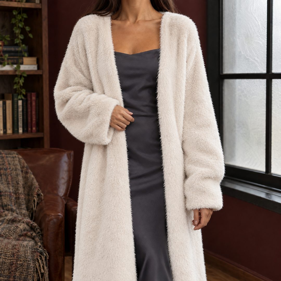 Women's Plush Longline Open-Front Cardigan Allegra, view 3 - Elena Harper