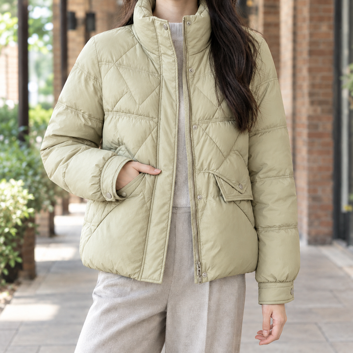 Women's Quilted Padded Jacket with Stand Collar – Sudbury