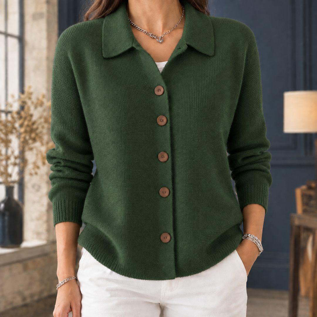 Women's Wool Collared Button-Through Cardigan – Annis