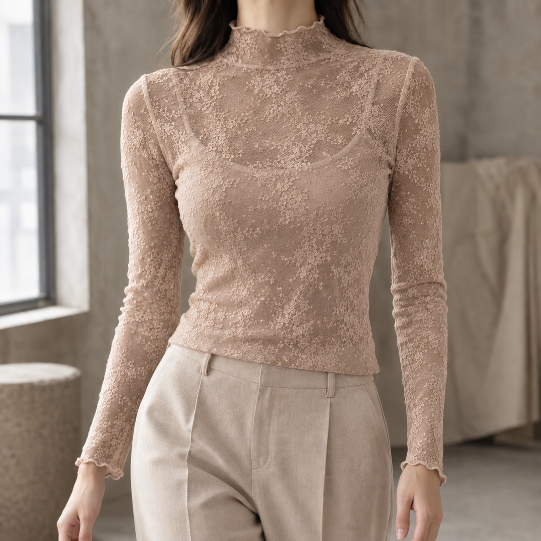 Anouk-Faye Mock Neck Top, view 4 - Elena Harper