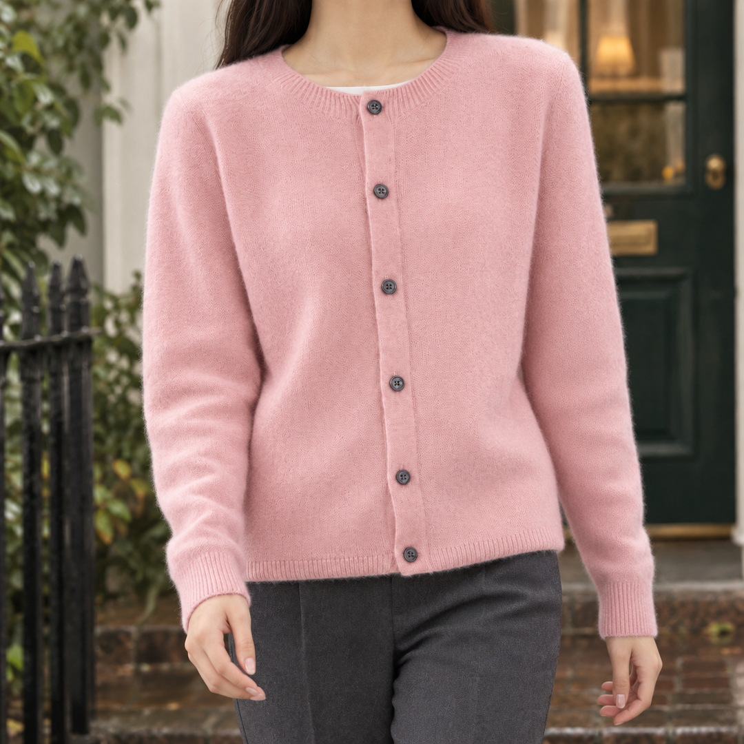 Women's Wool Crew Neck Button-Through Cardigan – Gwenllian