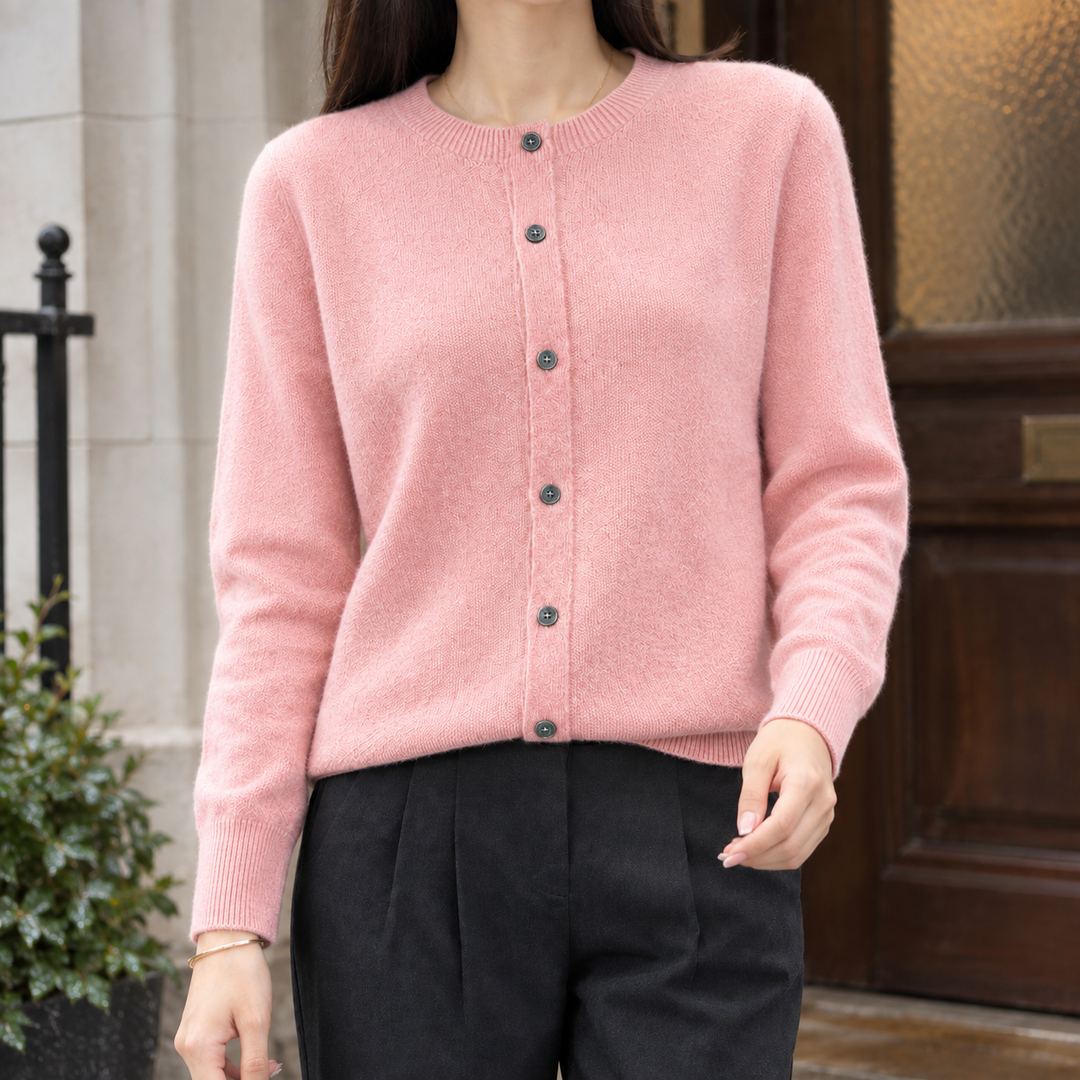 Women's Wool-Rich Crew Neck Button-Through Cardigan – Paulette