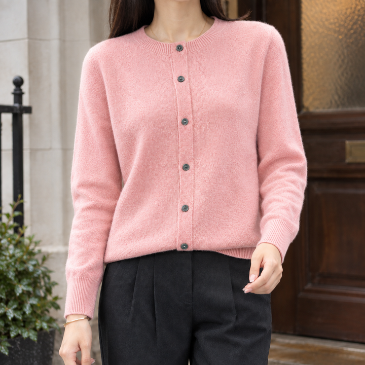 Women's Wool-Rich Crew Neck Button-Through Cardigan – Paulette