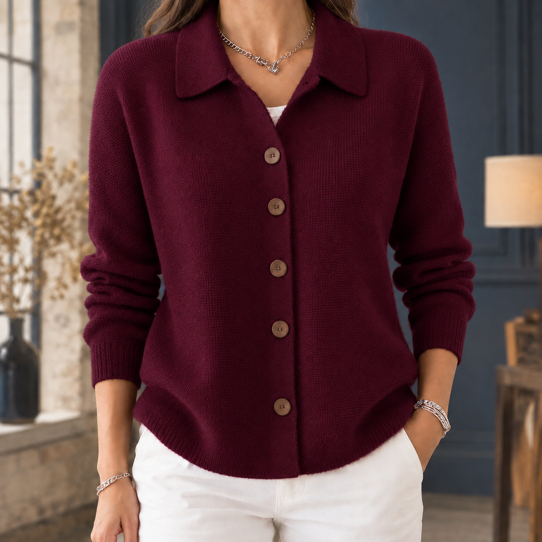 Women's Wool Collared Button-Through Cardigan – Annis