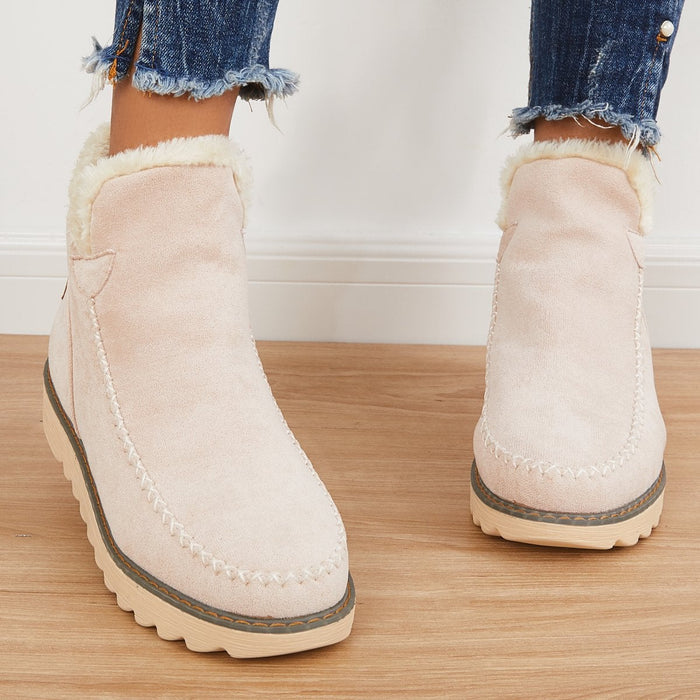 Elfriede | Women's Slip-On Ankle Boots with Platform and Seam Details