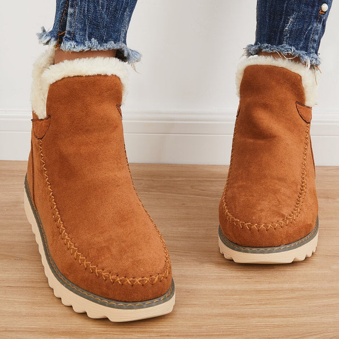 Elfriede | Women's Slip-On Ankle Boots with Platform and Seam Details
