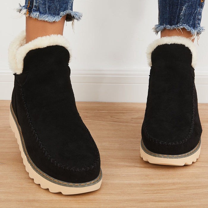 Elfriede | Women's Slip-On Ankle Boots with Platform and Seam Details
