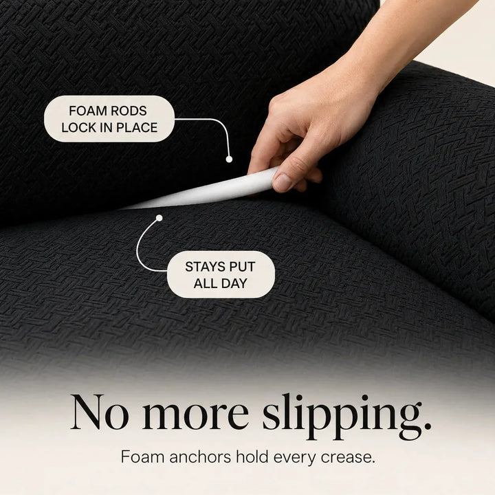 Covella Stretch Jacquard polyester Sofa Cover with Anti-Slip Foam Rods - Elena Harper