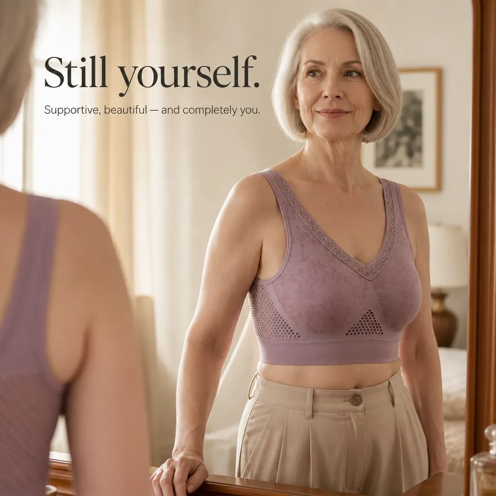 Aluvelle Wireless Lift Bra with Breathable Mesh & Lace-look V-Neck - Elena Harper