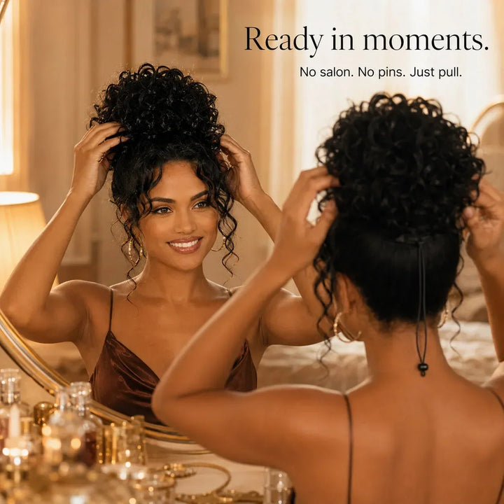 Curlova Curly Drawstring Bun Hair Extension - Elena Harper