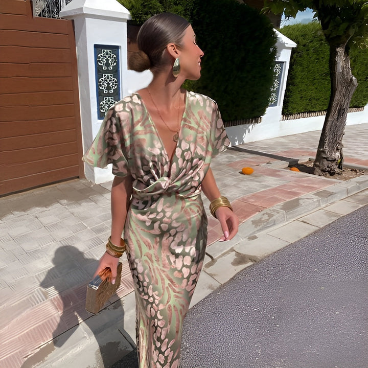 Agnesca Elegant Satin Dress, view 3 - Elena Harper