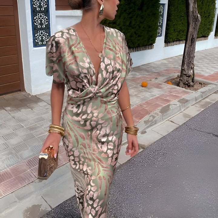 Agnesca Elegant Satin Dress, view 4 - Elena Harper