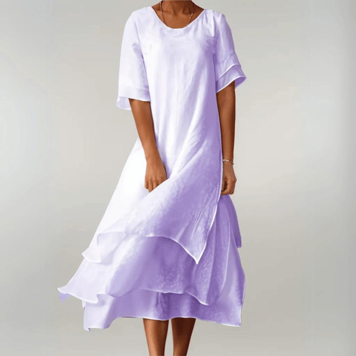 Azares Loose Summer Dress with Modern Tiered Design, view 5 - Elena Harper
