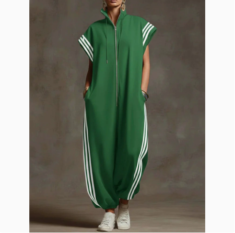 Isolde Sporty-Elegant Jumpsuit with Zipper, view 4 - Elena Harper
