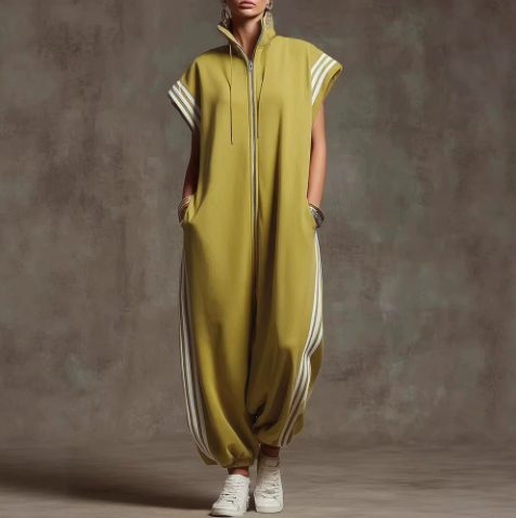 Isolde Sporty-Elegant Jumpsuit with Zipper, view 5 - Elena Harper