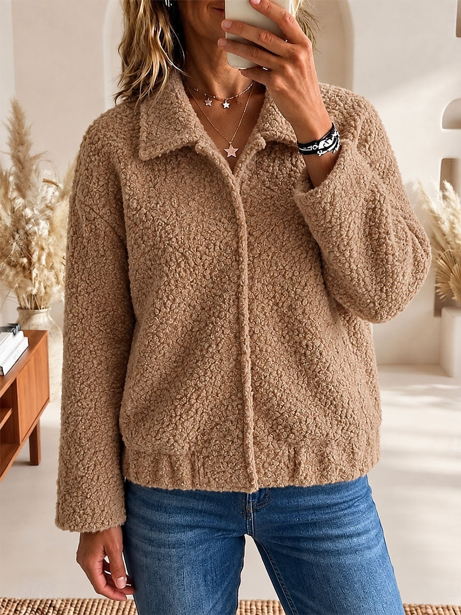 Women's Sherpa Jacket with Pockets - Warm and Cozy