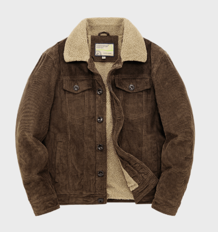 Premium Men's Corduroy Trucker Jacket – Warm Sherpa Lining