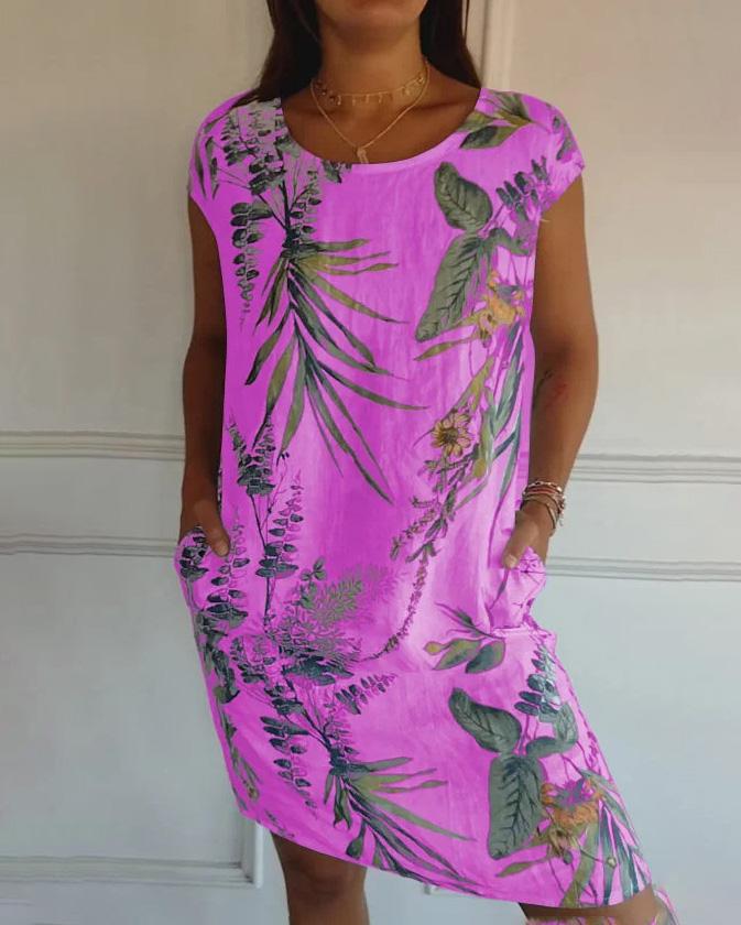 Light Cotton-Linen Dress with V-Neck and Pockets | Ideal for Summer