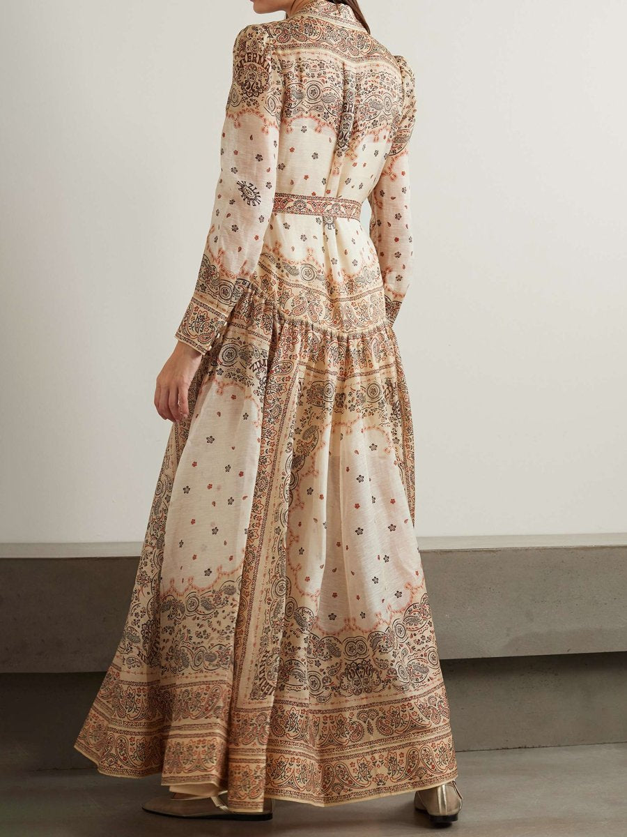 Elena - One-Shoulder Maxi Dress with Placement Print