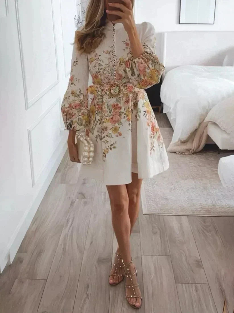 Mini Floral Puff Sleeve Dress – Romantic Elegance