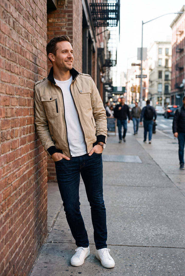 Men's Lightweight Bomber Jacket with Zipper