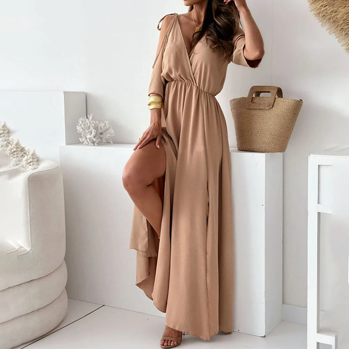 Sienna Elegant Dress with Side Slit - Elena Harper