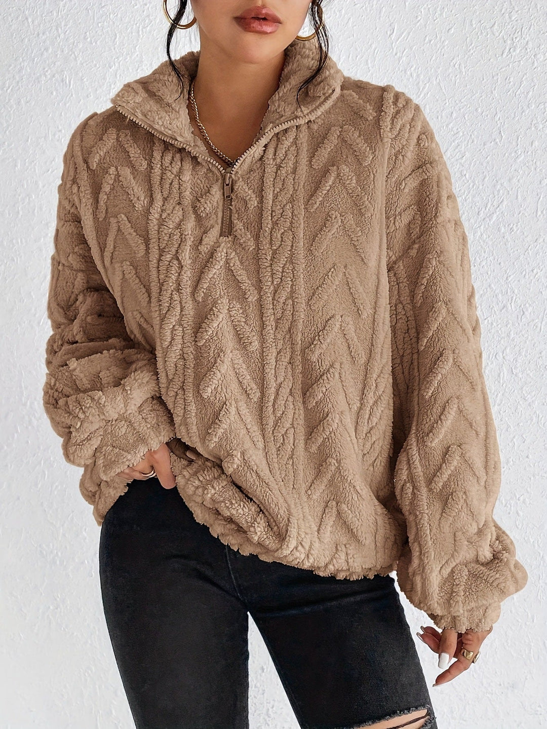 Aila - Fluffy Zip Sweater