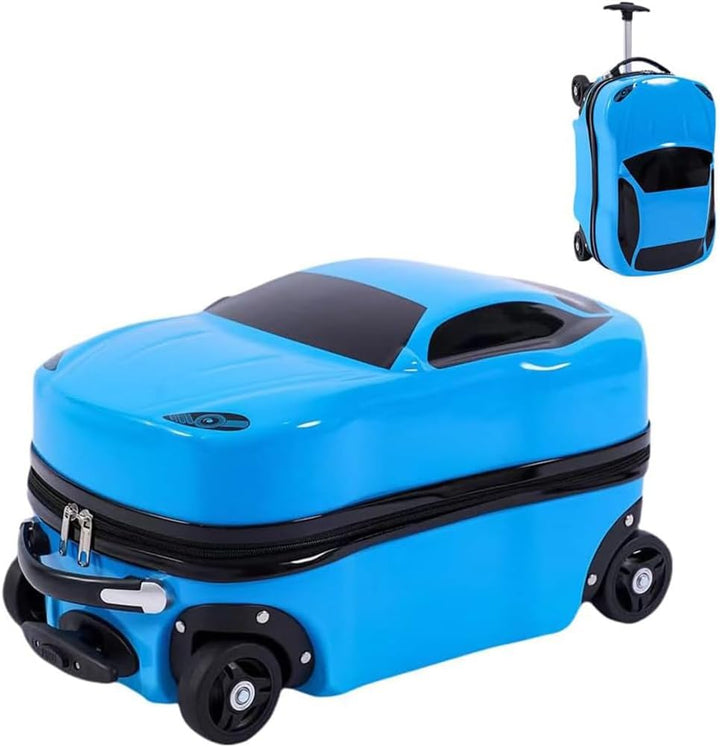 Kids' 18-inch Pull-Along Car Suitcase with Retractable Handle