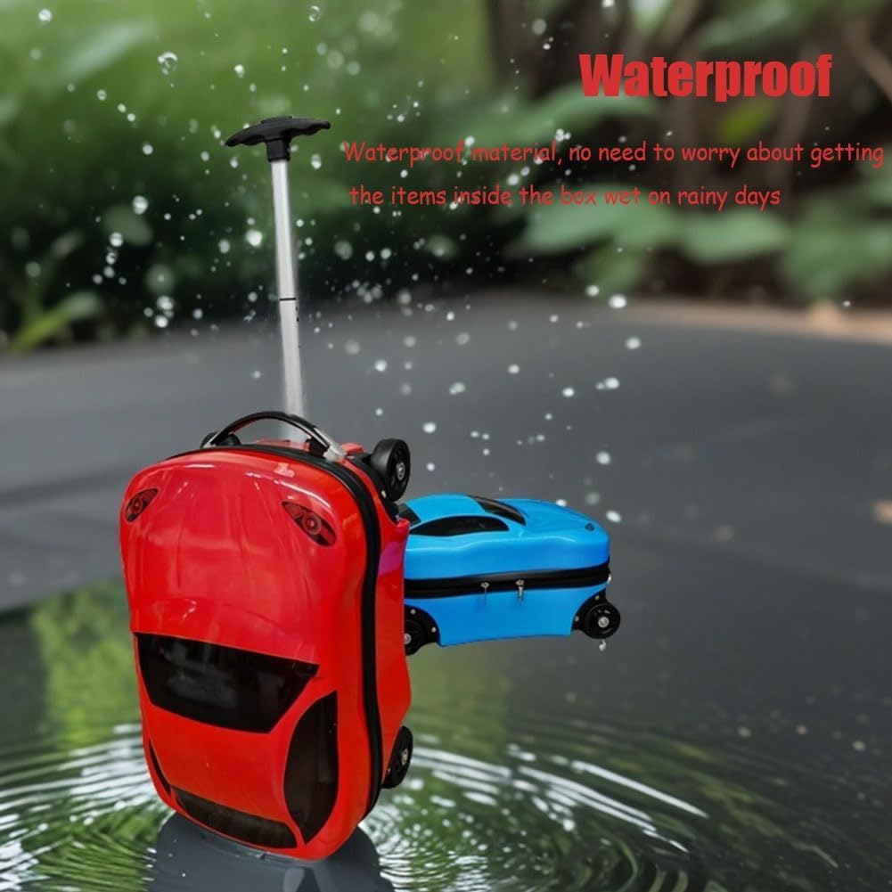 Kids' 18-inch Pull-Along Car Suitcase with Retractable Handle
