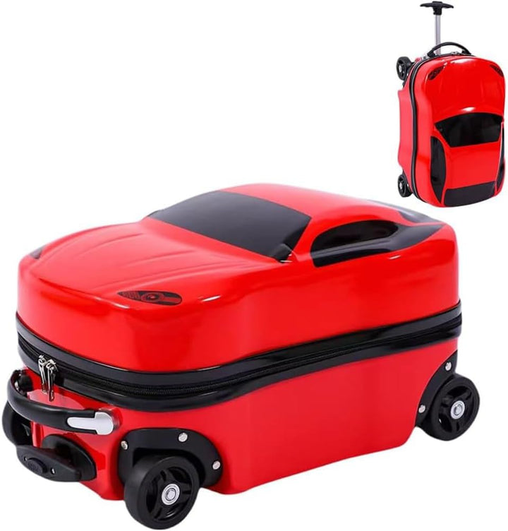 Kids' 18-inch Pull-Along Car Suitcase with Retractable Handle