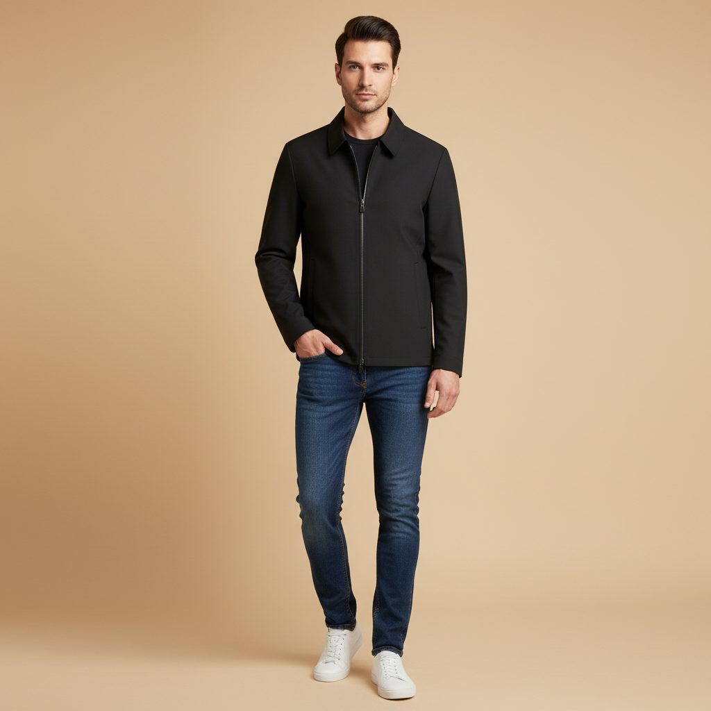 Harrington Short Jacket with Zipper for Men