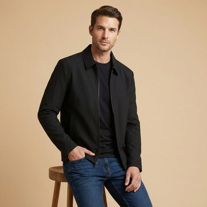 Harrington Short Jacket with Zipper for Men