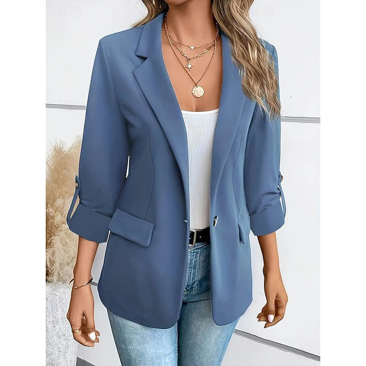 Elegant Women's Blazer with Rolled Sleeves for a Casual Look