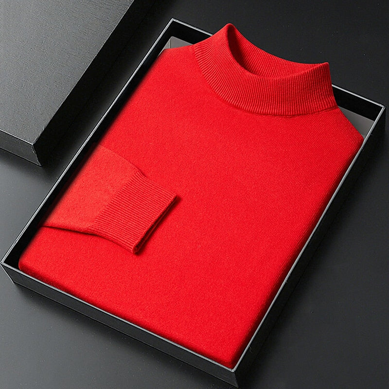 Calvin Men's Mock Neck Sweater with Clean Fine-Gauge Knit - Elena Harper
