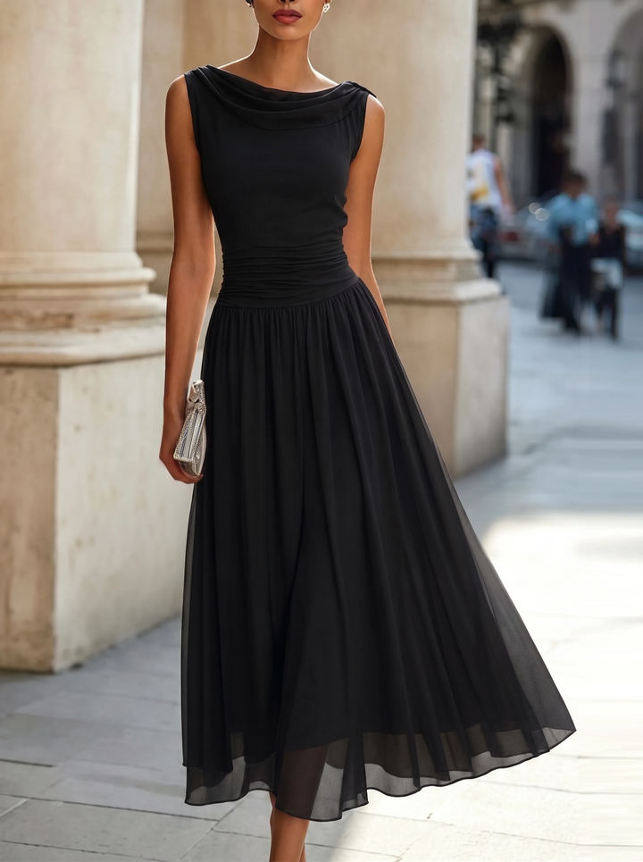 Cowl Neck Midi Dress Wedding Guest Summer Outfit