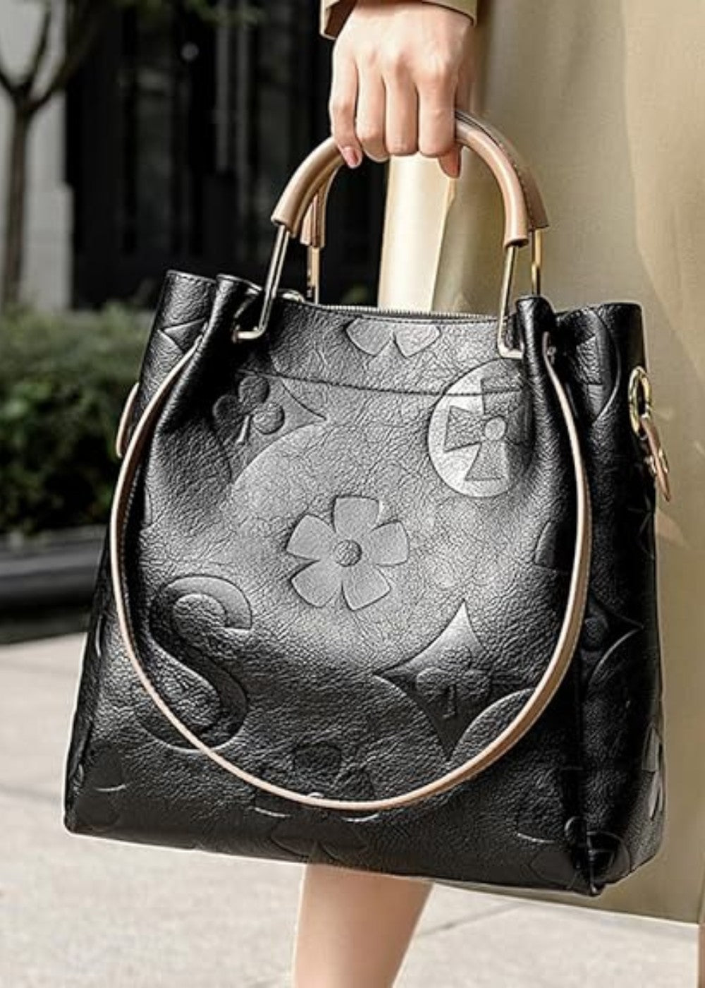 Women's Floral Engraved Shopper Bag - Samara