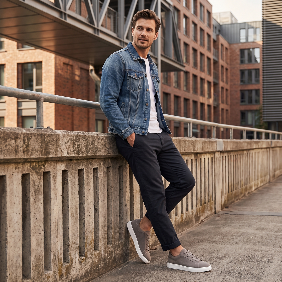 Gray Suede Casual Sneakers for Men
