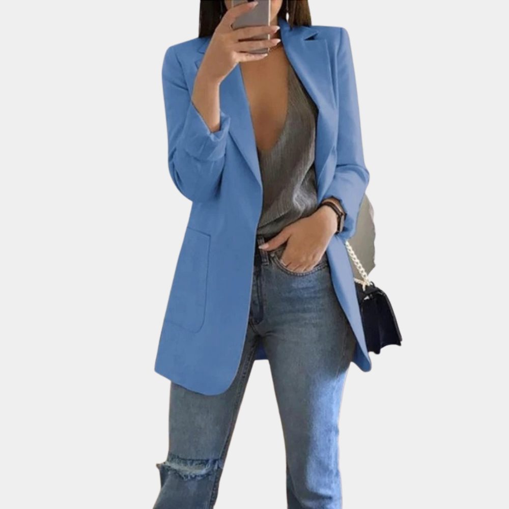 Long Blazer with Lapel Collar for Women