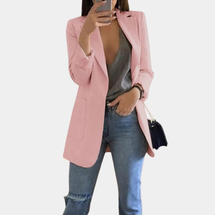 Long Blazer with Lapel Collar for Women