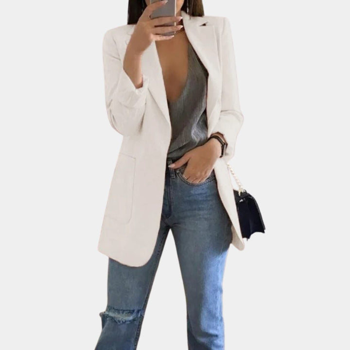 Long Blazer with Lapel Collar for Women
