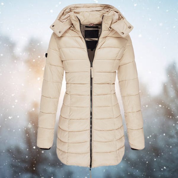 Quilted Long Winter Coat with Hood for Women
