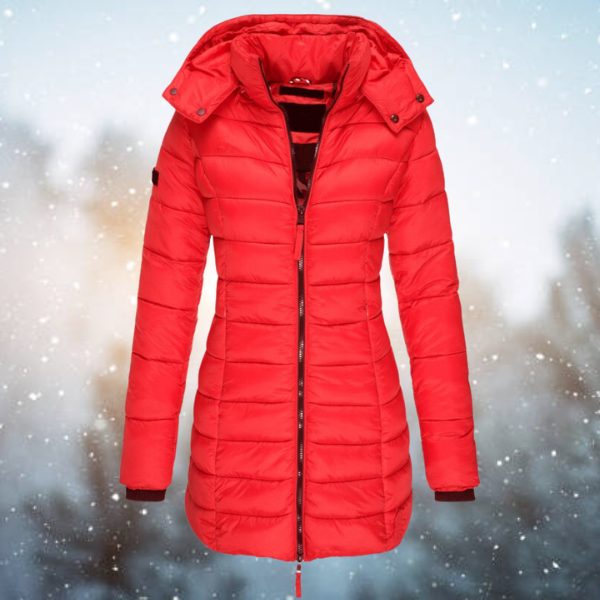 Quilted Long Winter Coat with Hood for Women