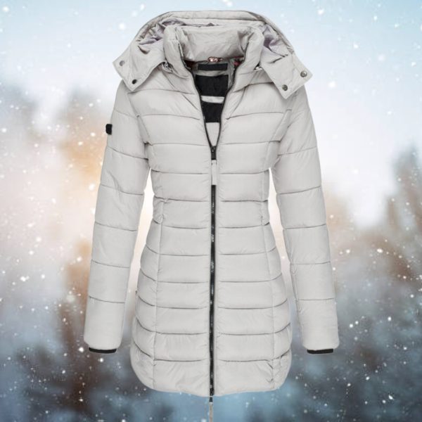 Quilted Long Winter Coat with Hood for Women