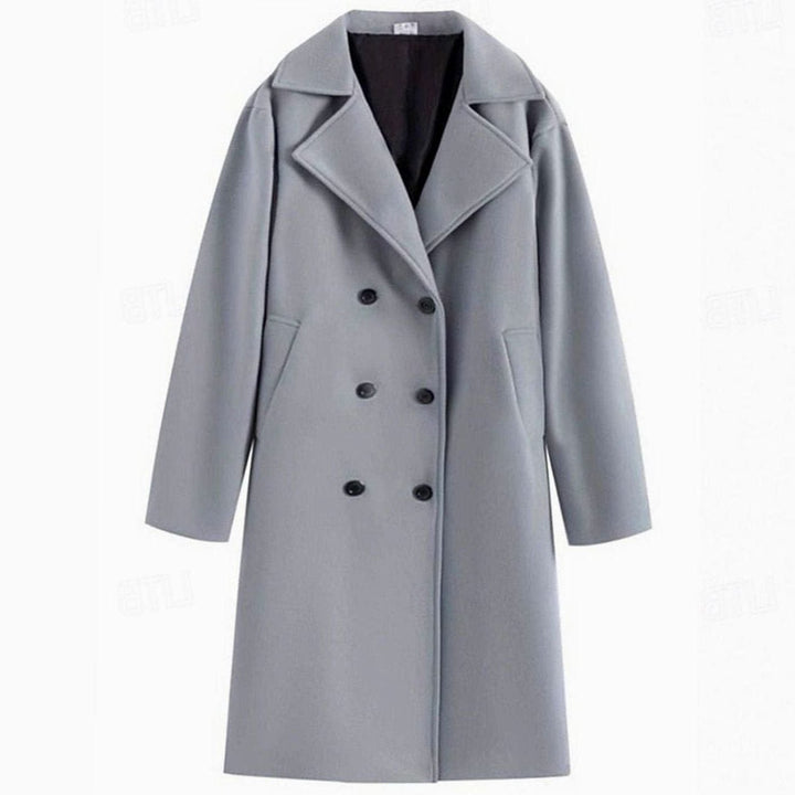 Long Wool Coat with Double Button Closure for Men