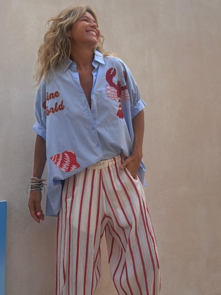 Lobster Embroidered Oversized Shirt