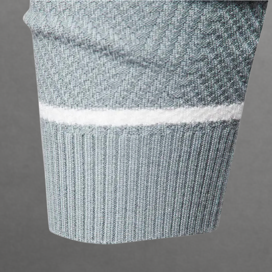 Men's Striped Sweater with Round Neck – Knitted Pullover with Ribbed Edges