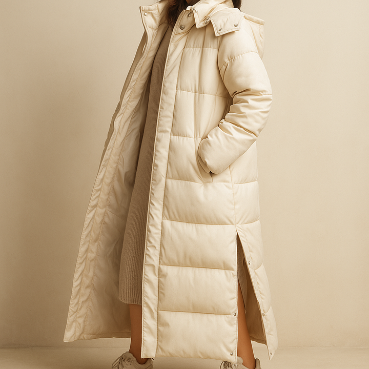 Luxury Long Down Coat for Women – Elegant and Warm Winter Style